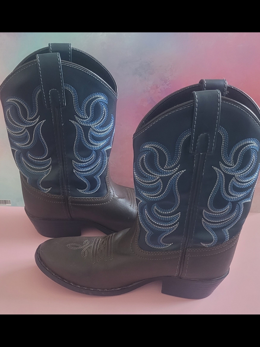 Smoky Mounrain Black and Blue Kids Western Boots